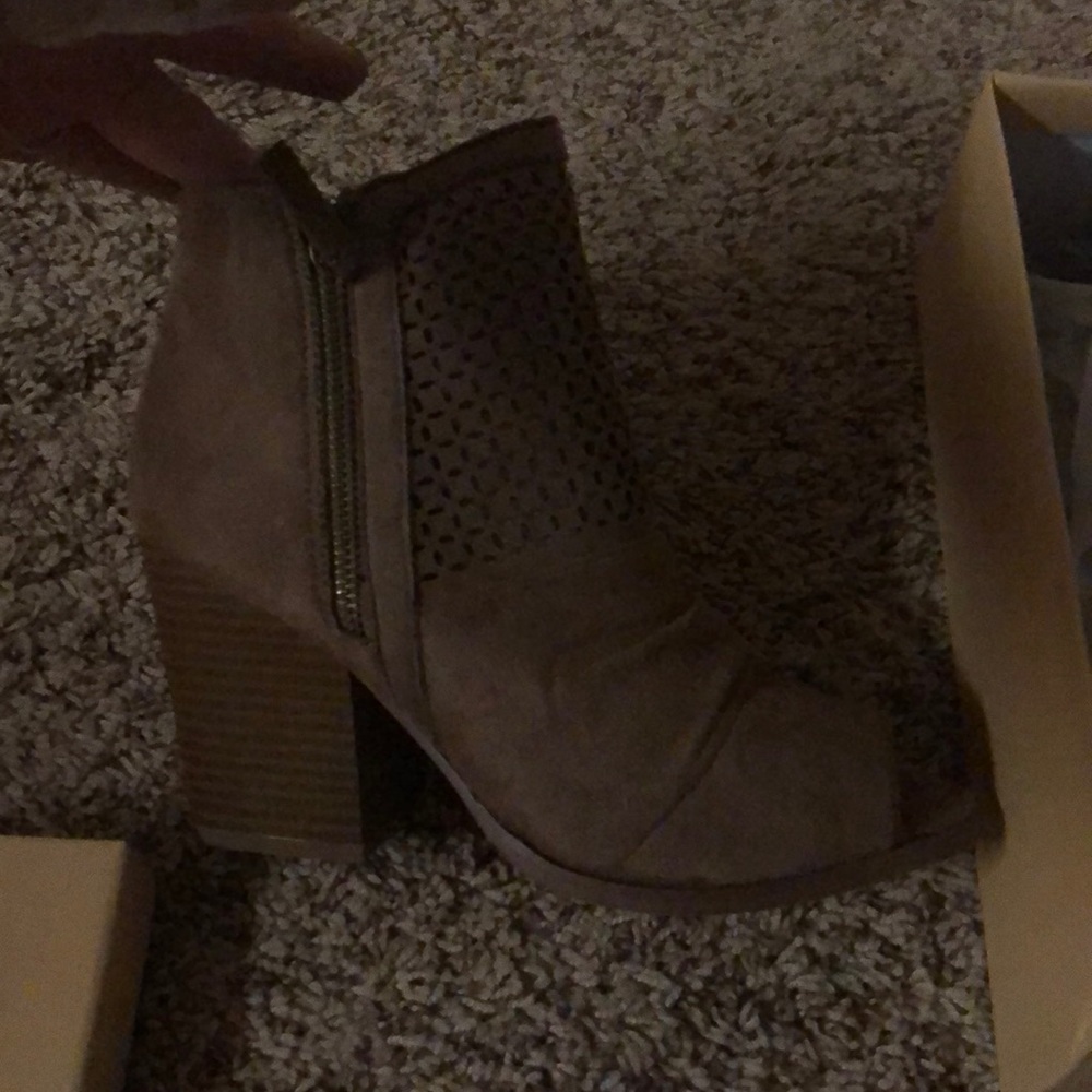 Yoki suede peep toe bootie